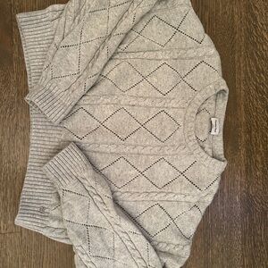 Sunday Best Light Gray Cable-Knit Crewneck Sweater